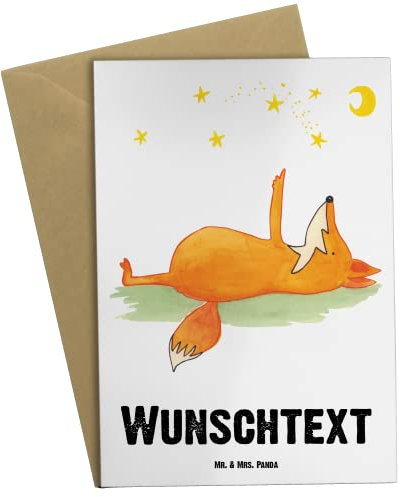 Mr. & Mrs. Panda Personalisierte Grußkarte Fuchs Sterne - Personalisierte Geschenke, Spruch schön, Romantik, Grußkarte selbst gestalten, Nachts,
