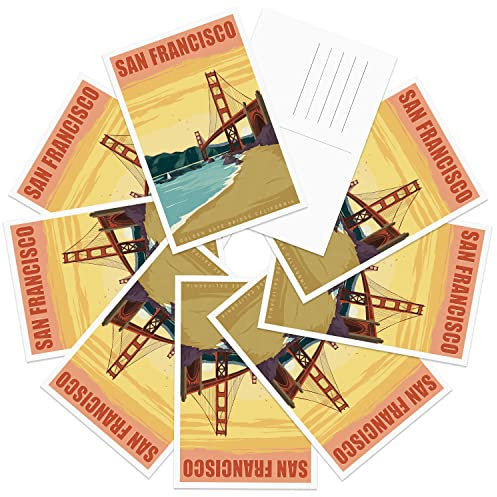 gaeaverse San Francisco Postkarten mit amerikanischer Stadtlandschaft, Vintage-Postkarten, 9-teiliges Set, US-Städte, Grußkarten für Geschäftswelt, Reisen, Landschaft, Postkarte, Dekoration, Geschenk