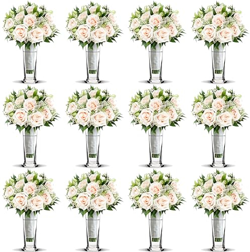 Giessle® 12 Stück Trompetenvasen Tischvase Blumenvase Väschen Set Feier Hochzeit Geburtstag