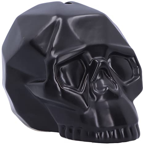Nemesis Now Geometric Money Box 11.6cm, Ceramic, Black Geometric Skull Ornament, Geometric Money Box