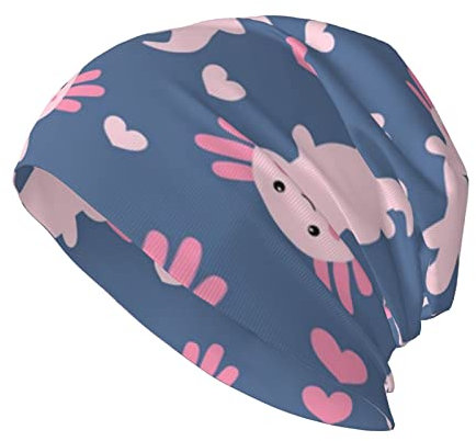 Strickmützen Niedlicher Cartoon Axolotl Auf Marine Beanie Mütze Für Herren Und Damen Warm Chemo Kopfbedeckung Atmungsaktiv Unisex Mütze, Für Winter, Herbst, Motorradfahren