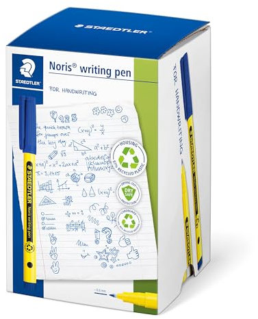 STAEDTLER Noris writing pen 307, Fineliner mit stabiler, eindrucksicherer Spitze, Gehäuse aus 97% recyceltem Plastik, Linienbreite F- Fein, 307-3 CT50