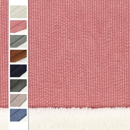 VmG-Store Cord Teddy Plüsch Stoff Meterware | Breitcord mit weichem Plüsch Doubleface 0,25m x 145cm breit für Winterkleidung Kissen Schmusetiere Bekleidung Stoffe (002 Blush)