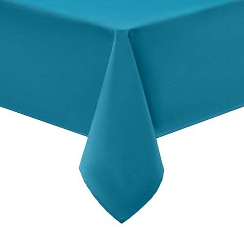 smiry Tischdecke Abwaschbar Rechteckig 100x140cm Tischtuch Polyester Wasserabweisend Lotuseffekt Tischwäsche Schmutzabweisend Abwischbare Tafeldecke für Party Küche Weihnachten, Türkisblau