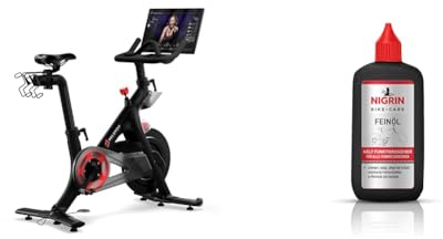 Peloton Bike | Indoor-Heimtrainer mit hochauflösendem 22-Zoll-HD-Touchscreen & NIGRIN BIKE-CARE Feinöl | 100 ml Flasche | Feinmechaniköl | Für Hobby und Werkstatt | Harz- und säurefrei |, grau