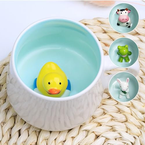 Bocguy Tasse 3D, tasse de canard, tasse mignonne en forme d'animal, tasses en céramique, tasse 3D mignonne, tasses amusantes, cadeaux pour Noël, anniversaire (350 ml)