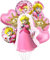 Cartoon Luftballons Geburtstag, 8 Stück Cartoon Luftballons Rosa mit Herz Krone Helium Ballon, Cartoon Geburtstag Deko für Kinder Mädchen Party Supplies