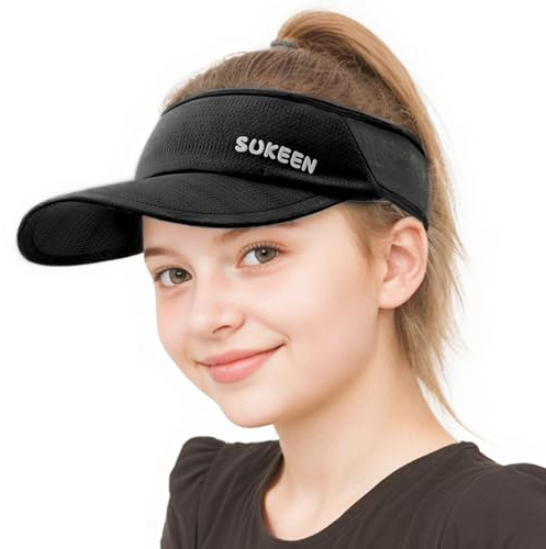 Sukeen Schnelltrocknende Sonnencap Damen Visor Cap Kinder,UV-Schutz Sonnenschild Visor 5-12 Jahre Mädchen Jungen,Cooles Elastisches Visier mit schweißabsorbierendem, atmungsaktivem Schweißband