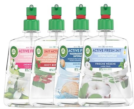 Air Wick Active Fresh – Aeorosolfreier, automatischer Lufterfrischer – Probierpaket aus Frisch-Floral & Süßen Düften – Raumdüfte