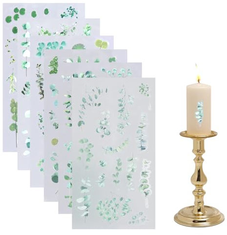 6 Blatt Grüne Pflanzenaufkleber Scrapbooking Aufkleber, Blätter Sticker Deko Grün Blatt Sticker, Transparentes Scrapbooking-Aufkleberset, für Tagebuch Fotoalbum DIY Handwerk Notizbuch Kalender