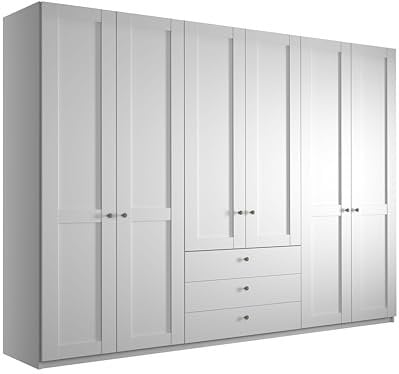 WIEMANN Drehtürenschrank mit 3 Schubkästen, Landhausstil Kleiderschrank 300cm breit, Weiß, Höhe 216cm, Marlow