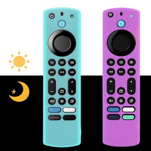 Lot de 2 coques de télécommande en silicone (1 pièce, phosphorescent) pour série 4K Max (2e)/Insignia/Pioneer/Omni (QLED) avec cordon