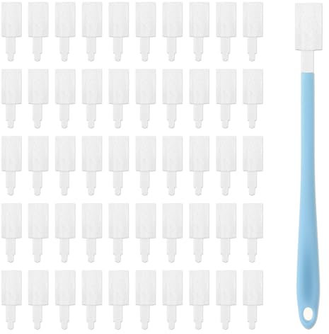 50Pcs Disposable Crevice Cleaning Brushes, Disposable Toilet Seat Bowl Brushes Detail Gaps Scrub Cleaner Brush Set with Storage Box Small Cleaning Brushes for Window Groove Door Track Keyboard(Blue)