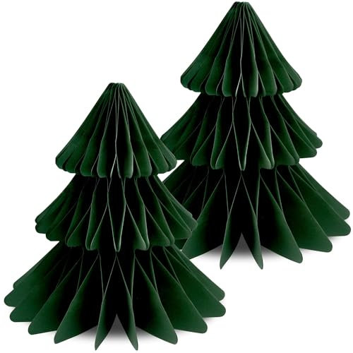 Frau WUNDERVoll® Papierbaum matt grün Magnetverschluss 2er Set Ø19cm H20cm / Tannenbaum Weihnachtsbaum Weihnachten Dekoration Tischdeko Weihnachtsdeko Weihnachtsdekoration Fenster-Deko