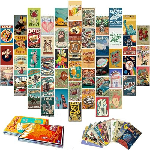 FGXY 100pcs Poster Set, Rockband Posters, Retro Musik Konzert Album, Vintage Raumdekoration, Film-Wandcollage-Set, Geeignet für die Dekoration von Schlafzimmerwänden, Gepäck, Möbeloberflächen, etc
