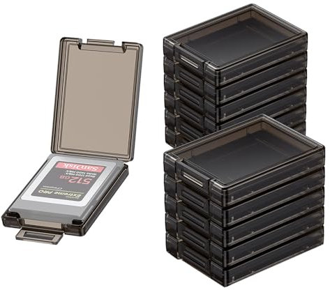 (12 Pack) KIWIFOTOS Memory Card Case Storage Holder fits XQD CFB (Cfexpress Type B) Card - Individual Clear Case, Water-Resistant Anti-Shock Anti-Dust with Labels