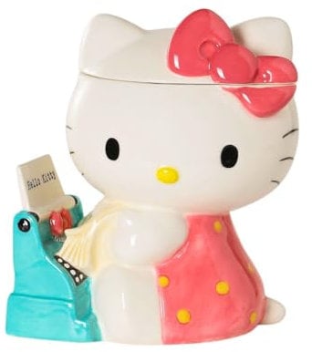 Blue Sky Clayworks Hello Kitty Classic Retro Schreibmaschine Keks- und Snackglas, 20,3 cm hoch, Heim- und Küchenzubehör, Geschenk, Keramik, 23704