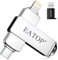 EATOP Unidad flash de 512 GB diseñada para iPhone iPad, almacenamiento para fotos y videos, compatible con iPhone, iPad, Android PC, Plug and Play, no requiere aplicación (metal plateado)
