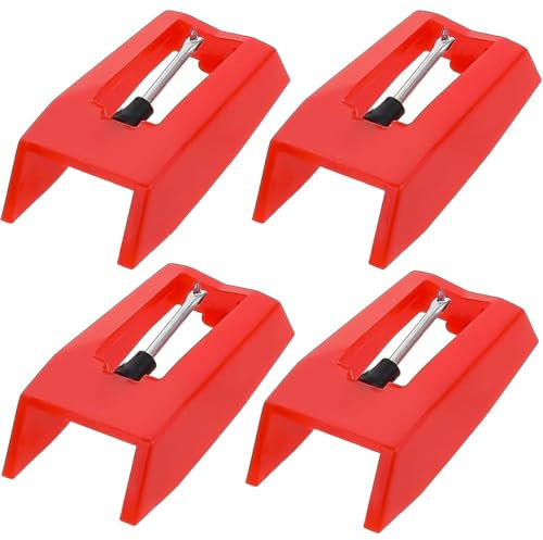 KIRZAX Lot de 4 poussoirs de stylet universels, stylets de remplacement en diamant, pour platine vinyle, stylets de remplacement pour platine vinyle