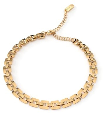 THIORA Damen Armband aus Edelstahl (18k vergoldet) – 'Solara' flaches Panzerarmband 6mm verstellbar (Gold)