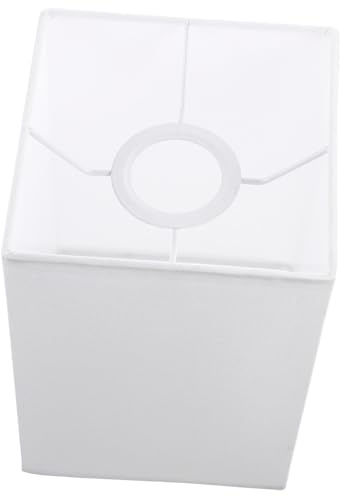 Lampenschirm Rechteckig für Tischlampe, Weiß, Eisen, E27 | Selbstgemacht Lampenabdeckung, 42mm Lochmaß mit Fixierring, für Wohn und Bürobeleuchtung