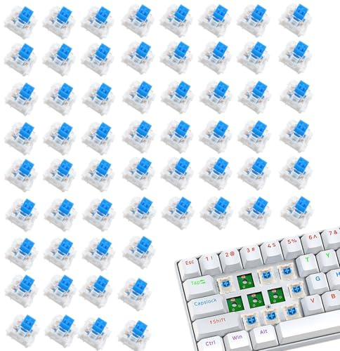 Nadiaen 60 Pcs Keyboard Switches, 3 Pin Mechanical Keyboard Blue Switch for LED Keyboards Gaming Keyboards DIY Kit