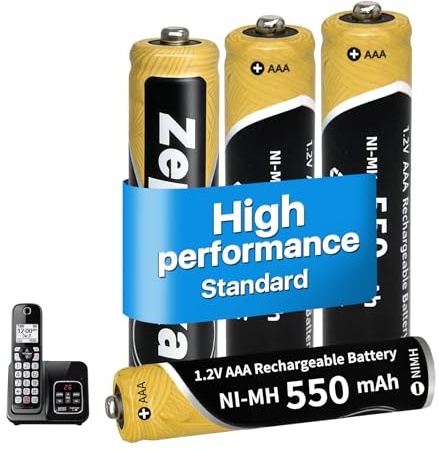 4 Stück AAA NiMH Akku 1,2V 550mAh für Gigaset/Panasonic Schnurlostelefone | Wiederaufladbare AAA Batterien für Gigaset & Panasonic, vorgeladen, geringe Selbstentladung, 2000 Zyklen
