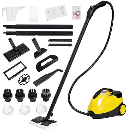 Nettoyeur vapeur 2000W avec 23 accessoires, pression vapeur réglable jusqu’à 4 bar sur la poignée, réservoir 1,5 L, enrouleur de câble et compartiment de rangement, pour toutes surfaces