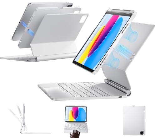 Custodia con tastiera Direct Link per iPad di 10a generazione e 11a (A16, 2025) - Tastiera in stile magico con trackpad multi-touch - Supporto a sbalzo galleggiante - Custodia magnetica per iPad 10,9