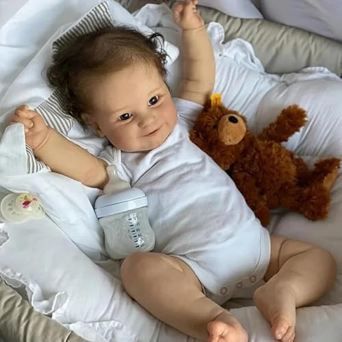49 cm Maddie Lebensechte, bereits bemalte Puppe Neugeborene Reborn-Puppe Handbemalt mit Genesis Hochwertiger 3D-Hautton