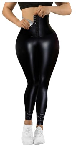 Generisch Kunstleder Leggings Damen Wetlook Leggings PU Leder Yoga Hose Stretch Skinny Coated Leder Hosen Hüfthoch Tanzhose Wird für Dates, Nachtclubs und Karneval Verwendet