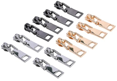 Instant Zipper Rescue Fix, 12 Pcs Universal Zinc Alloy Zips, Repair Jackets Clothes Jeans Coats Bags Backpack Luggage Tents, 3 Colors