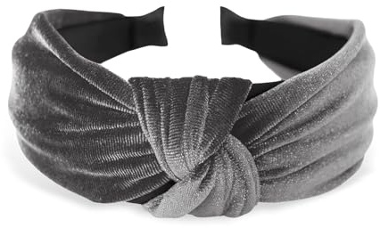 axy Breiter Haarreif aus Samt mit Knoten Damen Stirnband Haarschmuck Haarreifen Haarband Hairband HR35S (Grau)