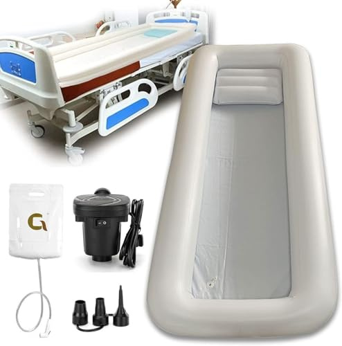 Kit de baignoire de douche gonflable avec pompe électrique, aide à la toilette au lit pour les personnes handicapées, âgées, alitées ou blessées, baignoire portable en PVC pour utilisation au lit