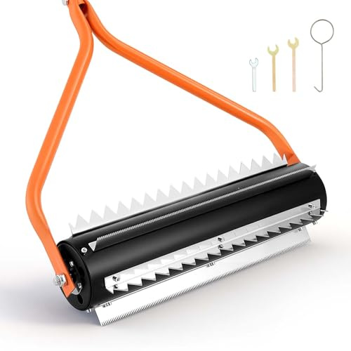 VEVOR Rouleau Désherbeur Aquatique en Acier Inoxydable 4,3 m, Outil Coupe Herbes pour Étang et Lac, Élimination des Herbes Racines et Vase, 6 Lames Dentées, Manche Réglable en 4 Sections en Aluminium