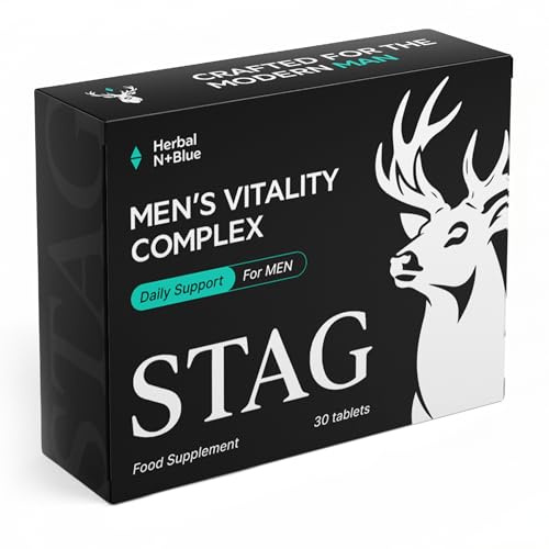 STAG Men's Vitality Tablets - Ginseng, Maca & Zinc - 30 Tablets - Herbal Food Supplement for Adults - Everyday Wellbeing Support