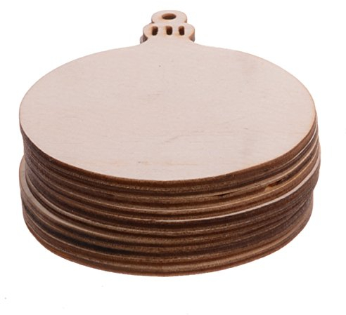 Christmas Wooden Crafts Hanging Ornaments Christmas Tree Decoration Unfinished Wood Cutouts for DIY Blank Slices to Paint (10PCs Round Style)