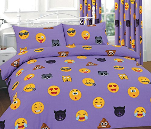 Faces Pooh Smiley Faces Duvet Cover/Quilt Cover Bedding Set Single Double King Super King BY * Textile.Plus * (King, Emoji Lilac)