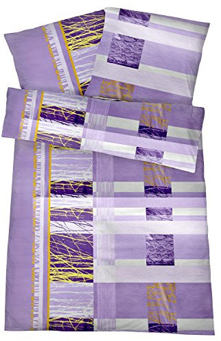 Carpe Sonno Seersucker Bettwäsche 135 x 200 cm Baumwolle - 2 teilig Bettwäsche-Sets aus Deckenbezug + Kissenbezug - mit Reißverschluss für Bettwäsche - Muster Bettwäsche Bügelfrei - Lila
