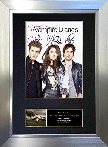 VAMPIRE DIARIES Signed Autograph Mounted Photo Reproduction PRINT A4 Rare Perfect Birthday (297 x 210mm) #348 (Silver Frame)