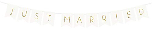 PartyDeco Hochzeit Banner Mit Just Married Inschrift - Braut Dekoration Gold Girlande für Braut und Bräutigam
