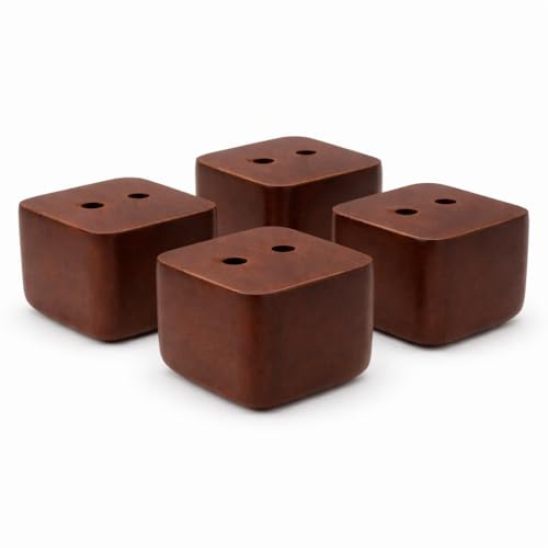 Vershy 4X Möbelfüße Buche/Eiche Massivholz 3cm – Sofafüße eckig gerade Tabak – Holz Möbelbeine zum Anschrauben für Sofa, Couch, Schrank, Bett (4er Set)