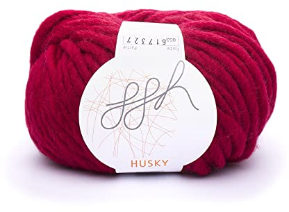 ggh Husky | Schurwolle Mischung | 50g Wolle zum Stricken oder Häkeln | Dicke Wolle | Farbe 053 - Purpurrot