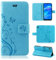 betterfon Hülle Kompatibel mit Huawei Y7 (2019) | Premium PU Leder Handyhülle Wallet Case für Y7 (2019) | Schutzhülle Blumen Klapphülle Handyhülle | Blau
