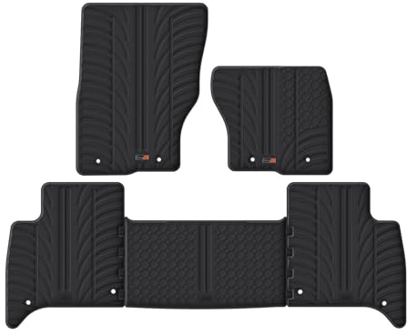TRAVALL Rubber Car Mats (set of 4) compatible with Land Rover Discovery (2016-Current) Heavy Duty Floor Mats Moulded Premium Mats Easy Clean Black with Clips - Anti Slip All-Weather Protection
