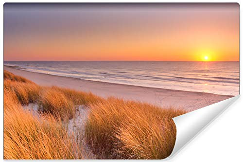 Wallepic Fototapete Strand 120 x 180 cm Vlies Wand Tapete Meer Landschaft Wasser Himmel Sand Vliestapete Wohnzimmer Schlafzimmer Moderne Wandbild
