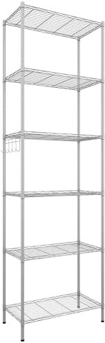 Himimi 6-Tier Wire Shelving Unit, Free Standing Shelf, Storage Shelves, Heavy Duty Metal Organizer Rack for Garage, Kitchen, Living Room, Bathroom, 21.26L x 11.42W x 62.99H, Silver