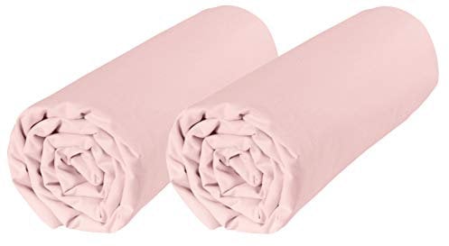 P'tit Basile - set di 2 lenzuola con angoli forma ovale - 40 x 80 cm - cotone Biologico - rosa cipria - anche per carrozzina neonato navicelli e culle