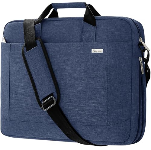 Voova große Laptoptasche für 17 17,3 17,4 Zoll Laptop, 30% mehr Kapazität, Innenfächer, verdickt wasserdicht Notebook Tasche, kann auf dem Koffer, kompatibel mit Macbook Dell HP, Blau