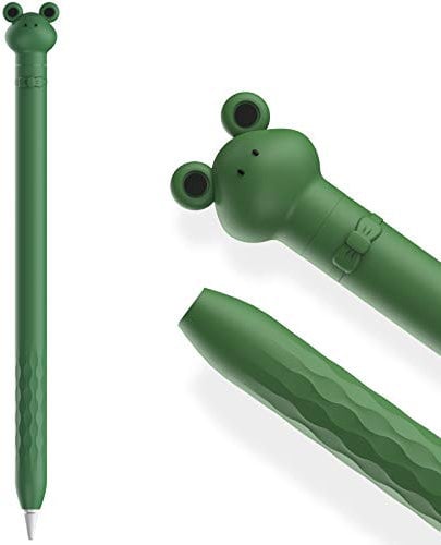 AHASTYLE Silikon Hülle für Apple Pencil 1 Süß Nettesdesign Sanft Schutzhülle Griff Zubehör Kompatibel mit Apple Pencil 1. Generation (Grüner Frosch)
